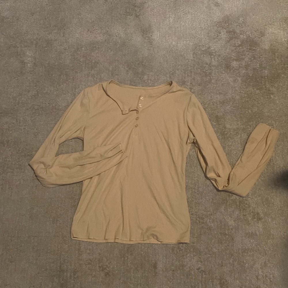 Tan PJ/Button up Long sleeve